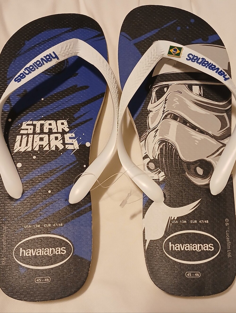 Havaianas Storm Trooper Flip Flops Mens Star Wars US 13 NEW Black Blue White New